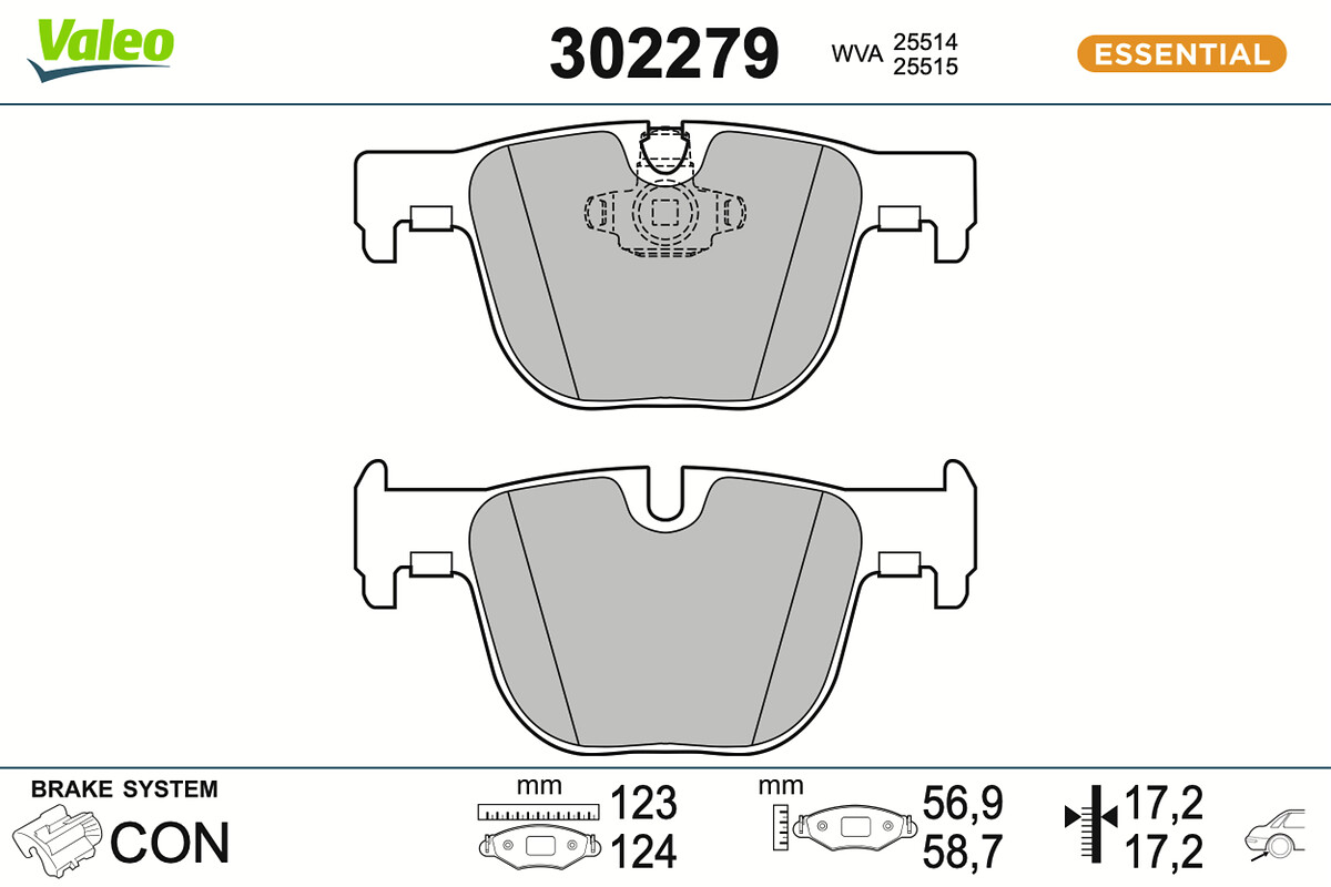 Jeu de 4 plaquettes de frein VALEO ref. 302279